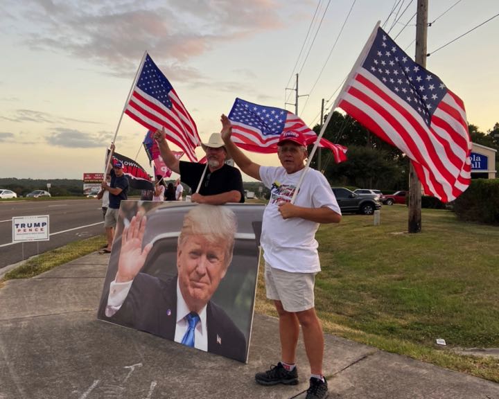 Tom Vail with friends at Roadside Trump Flag Rally in Minneola, FL (2020)