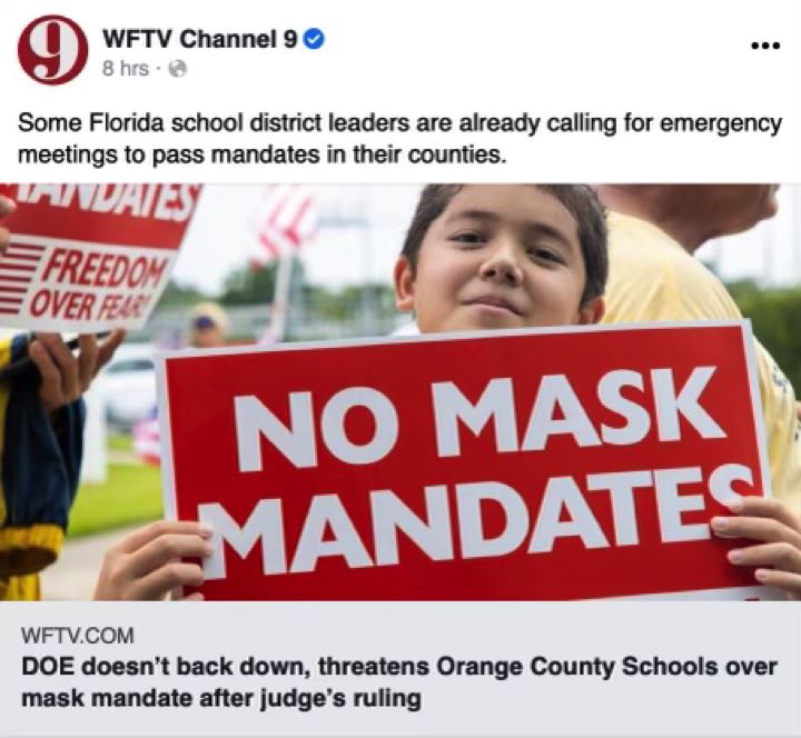 Ben Vail on news website - photo from anti-mask protest at Lake County School Board