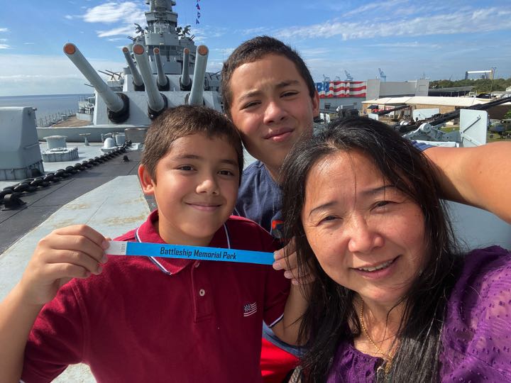 Vara, Robert and Ben Vail on the Battleship, USS Alabama - Mobile, AL