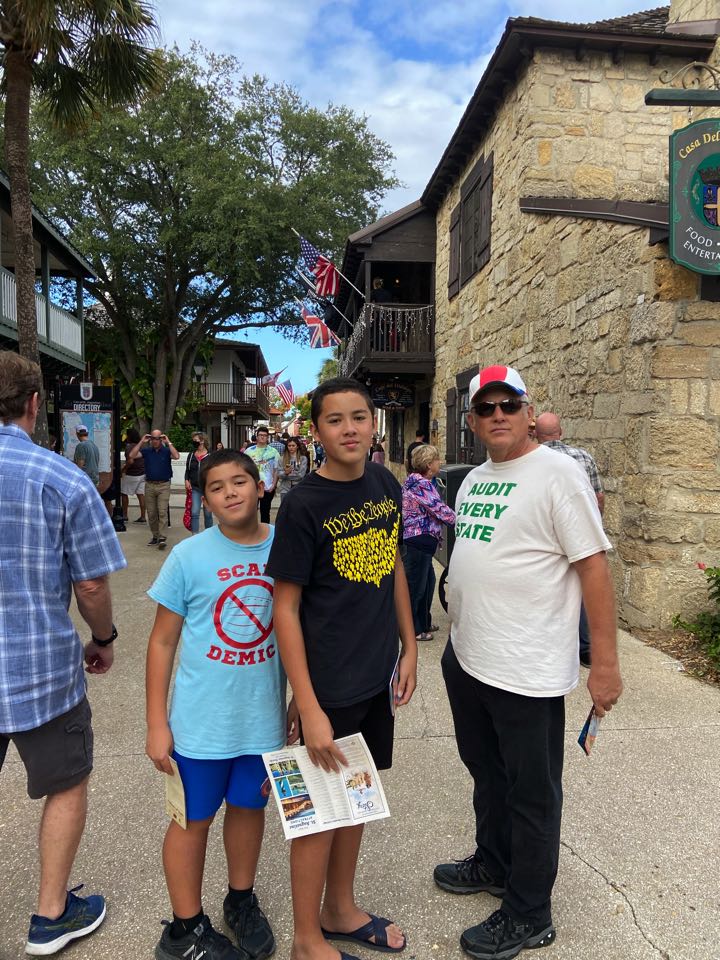 Tom Vail with Robert and Ben in the historic district of St. Augustine