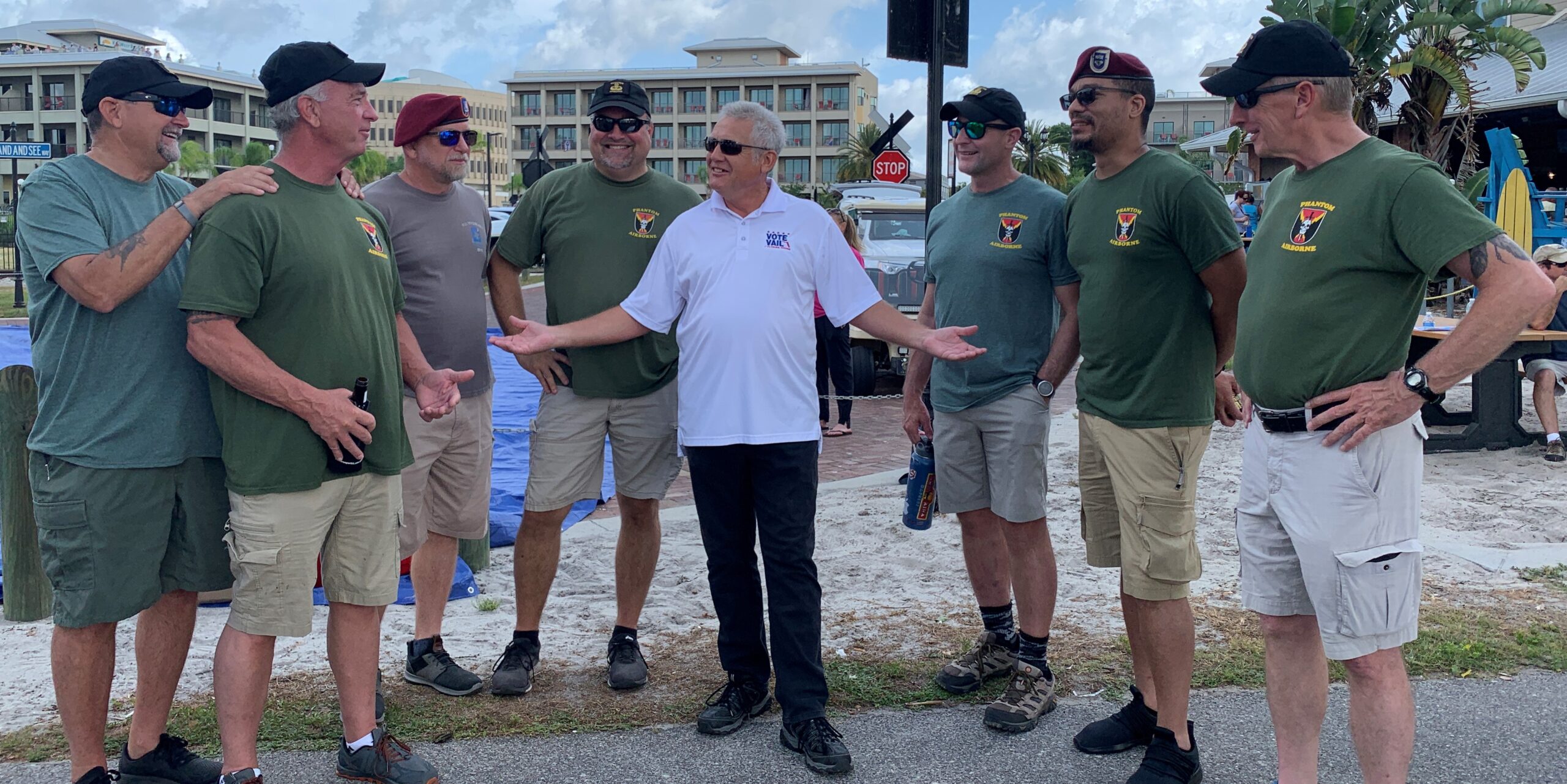 Tom Vail with paratroopers in Tavares, May 2022