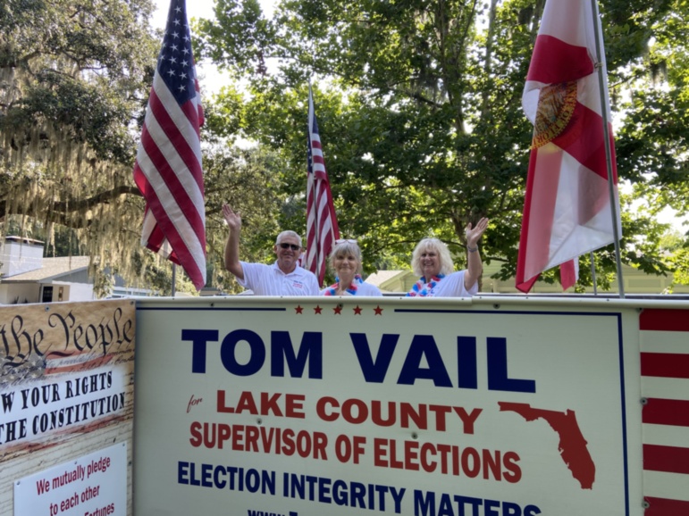 Tom Vail with campaign volunteers before Mt Dora July 4 parade