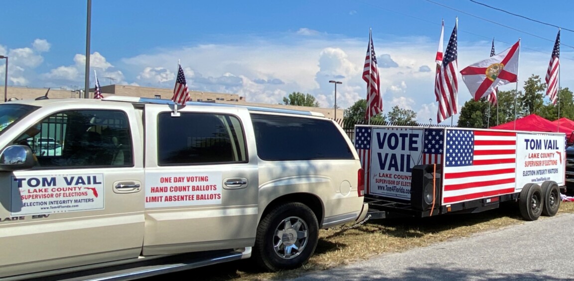 VOTE VAIL Campaign float in the staging area before Tavares July 4 parade